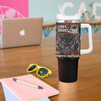 Personalised Panthers 60th Anniversary Tumbler With Handle Aboriginal Indigenous Dot Art - Halftone Pattern 1967-2026