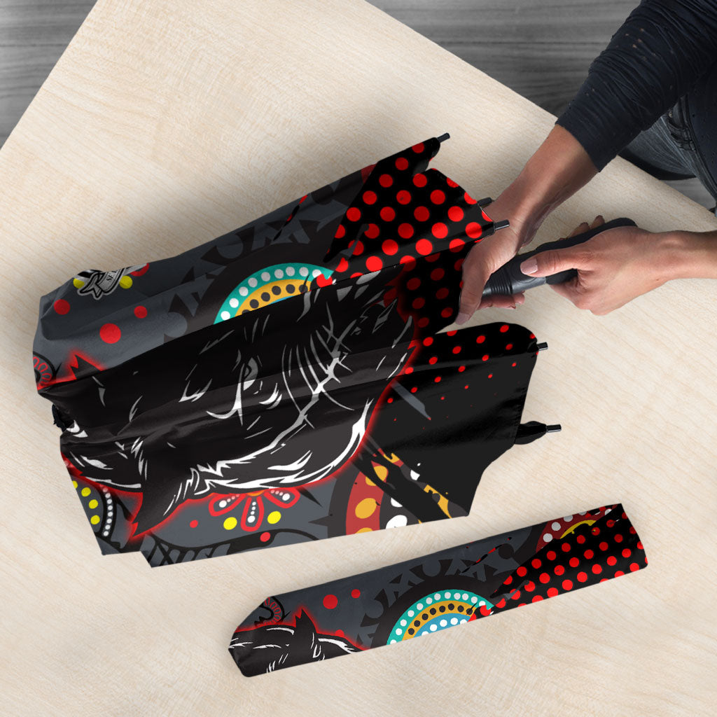 Personalised Panthers 60th Anniversary Umbrella Aboriginal Indigenous Dot Art - Halftone Pattern 1967-2026