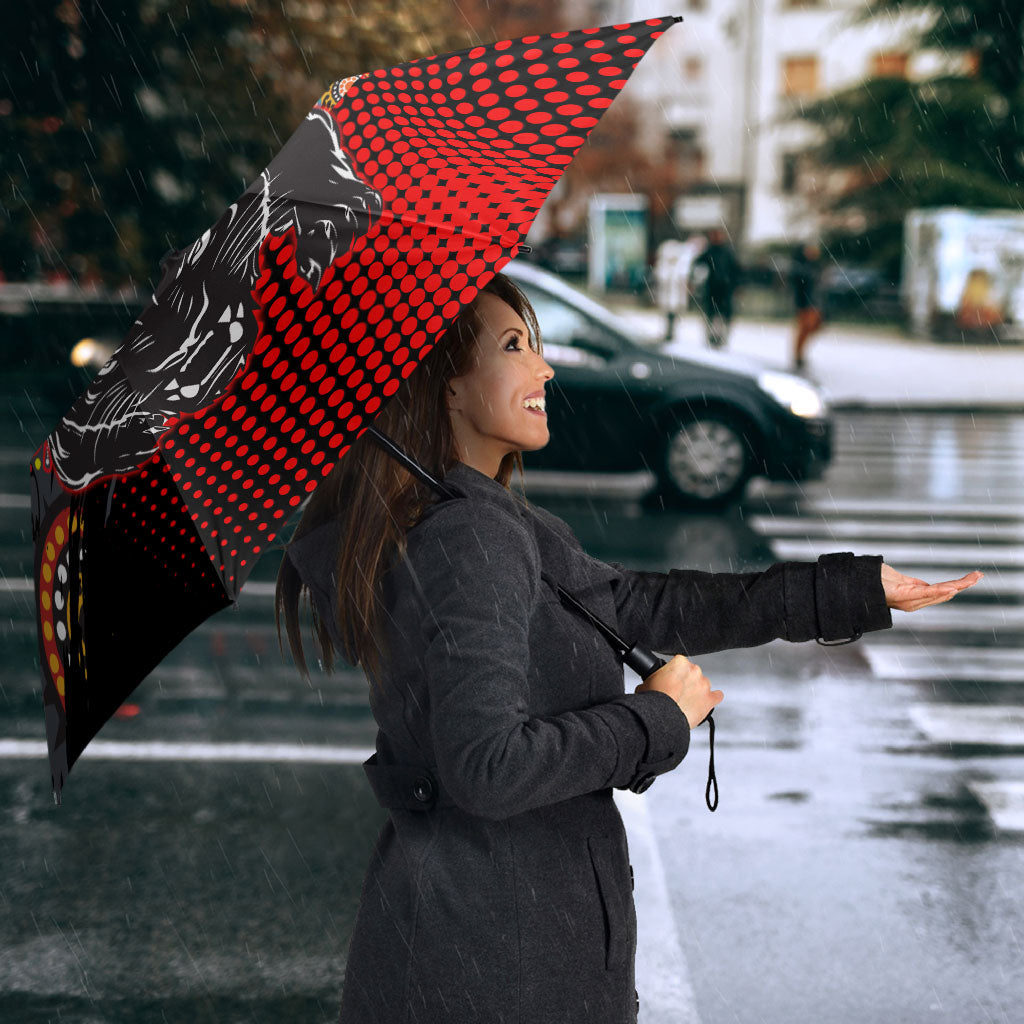 Personalised Panthers 60th Anniversary Umbrella Aboriginal Indigenous Dot Art - Halftone Pattern 1967-2026