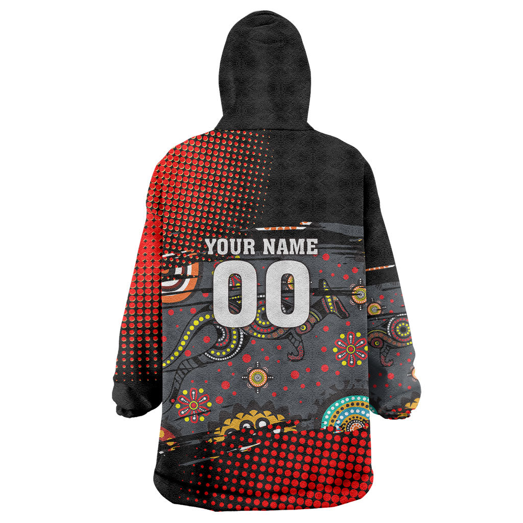 Personalised Panthers 60th Anniversary Wearable Blanket Hoodie Aboriginal Indigenous Dot Art - Halftone Pattern 1967-2026