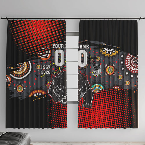Personalised Panthers 60th Anniversary Window Curtain Aboriginal Indigenous Dot Art - Halftone Pattern 1967-2026