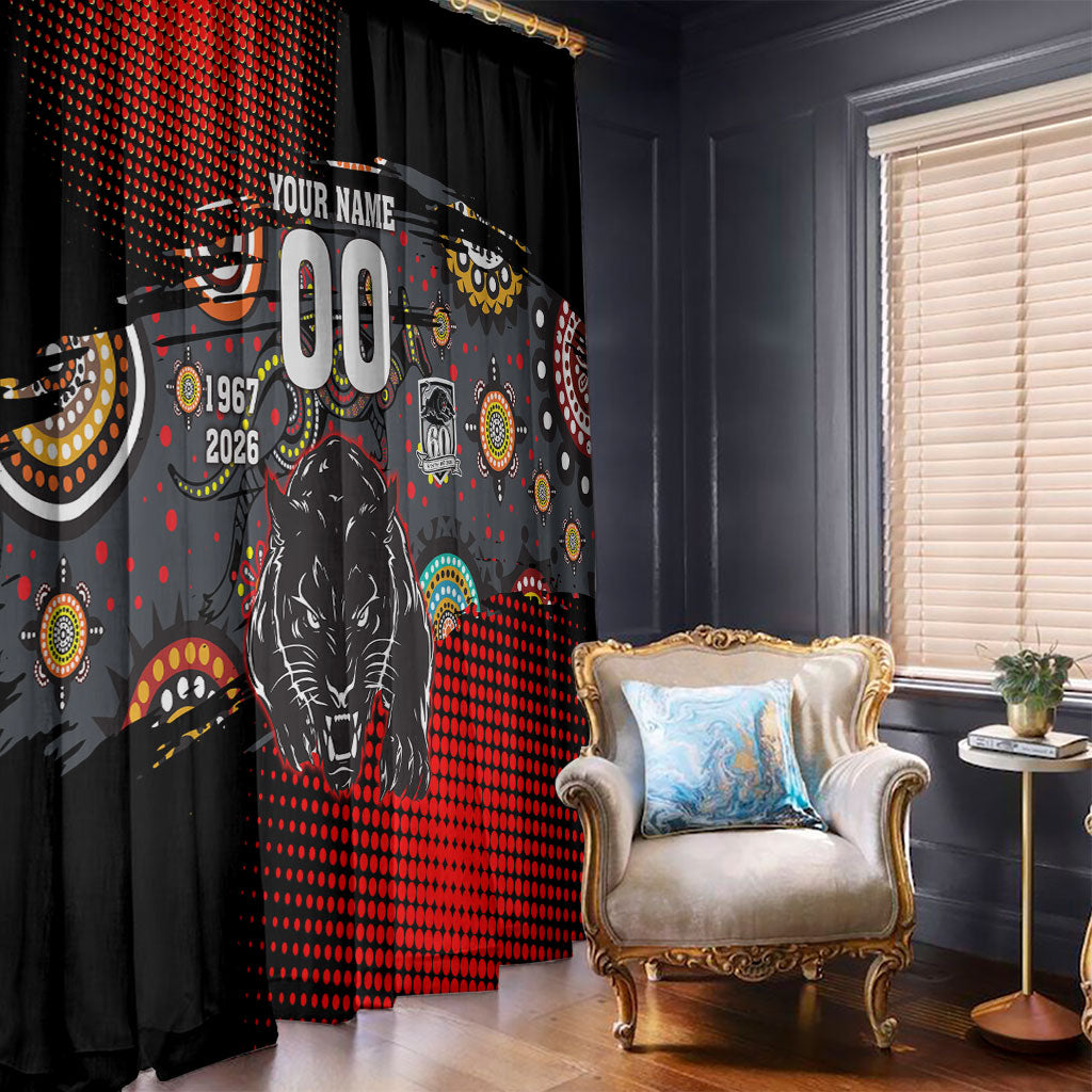 Personalised Panthers 60th Anniversary Window Curtain Aboriginal Indigenous Dot Art - Halftone Pattern 1967-2026