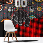 Personalised Panthers 60th Anniversary Window Curtain Aboriginal Indigenous Dot Art - Halftone Pattern 1967-2026