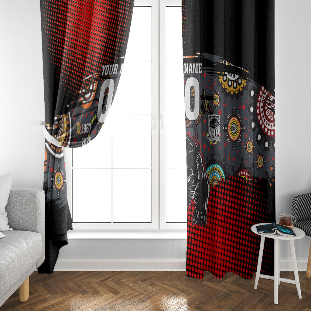 Personalised Panthers 60th Anniversary Window Curtain Aboriginal Indigenous Dot Art - Halftone Pattern 1967-2026