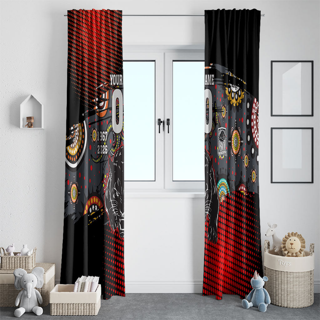 Personalised Panthers 60th Anniversary Window Curtain Aboriginal Indigenous Dot Art - Halftone Pattern 1967-2026