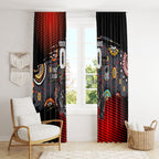 Personalised Panthers 60th Anniversary Window Curtain Aboriginal Indigenous Dot Art - Halftone Pattern 1967-2026