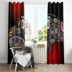 Personalised Panthers 60th Anniversary Window Curtain Aboriginal Indigenous Dot Art - Halftone Pattern 1967-2026