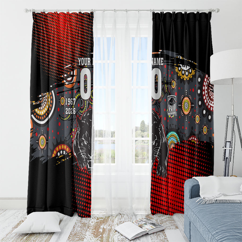 Personalised Panthers 60th Anniversary Window Curtain Aboriginal Indigenous Dot Art - Halftone Pattern 1967-2026