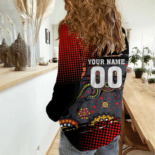 Personalised Panthers 60th Anniversary Women Casual Shirt Aboriginal Indigenous Dot Art - Halftone Pattern 1967-2026