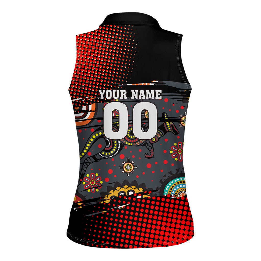 Personalised Panthers 60th Anniversary Women Sleeveless Polo Shirt Aboriginal Indigenous Dot Art - Halftone Pattern 1967-2026
