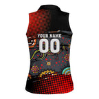 Personalised Panthers 60th Anniversary Women Sleeveless Polo Shirt Aboriginal Indigenous Dot Art - Halftone Pattern 1967-2026