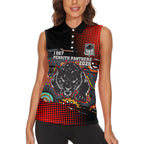 Personalised Panthers 60th Anniversary Women Sleeveless Polo Shirt Aboriginal Indigenous Dot Art - Halftone Pattern 1967-2026