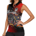 Personalised Panthers 60th Anniversary Women Sleeveless Polo Shirt Aboriginal Indigenous Dot Art - Halftone Pattern 1967-2026