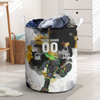 Personalised Penrith Panthers 1967-2026 Laundry Basket Panther Mascot 60th Anniversary - Watercolor Splash Art