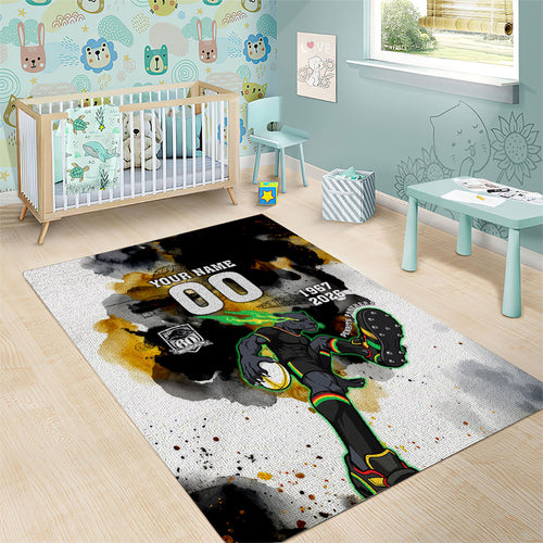 Personalised Penrith Panthers 1967-2026 Area Rug Panther Mascot 60th Anniversary - Watercolor Splash Art