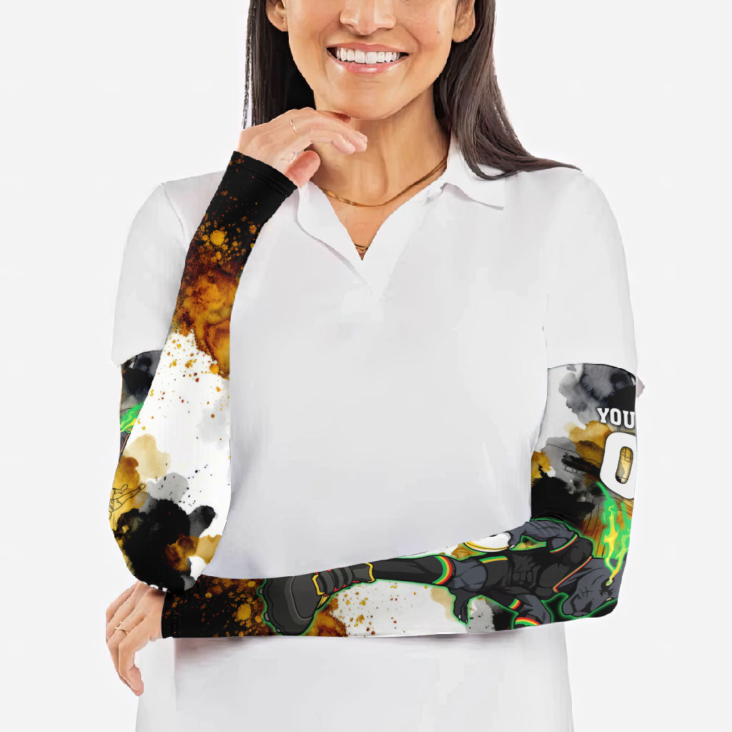 Personalised Penrith Panthers 1967-2026 Arm Sleeves Panther Mascot 60th Anniversary - Watercolor Splash Art
