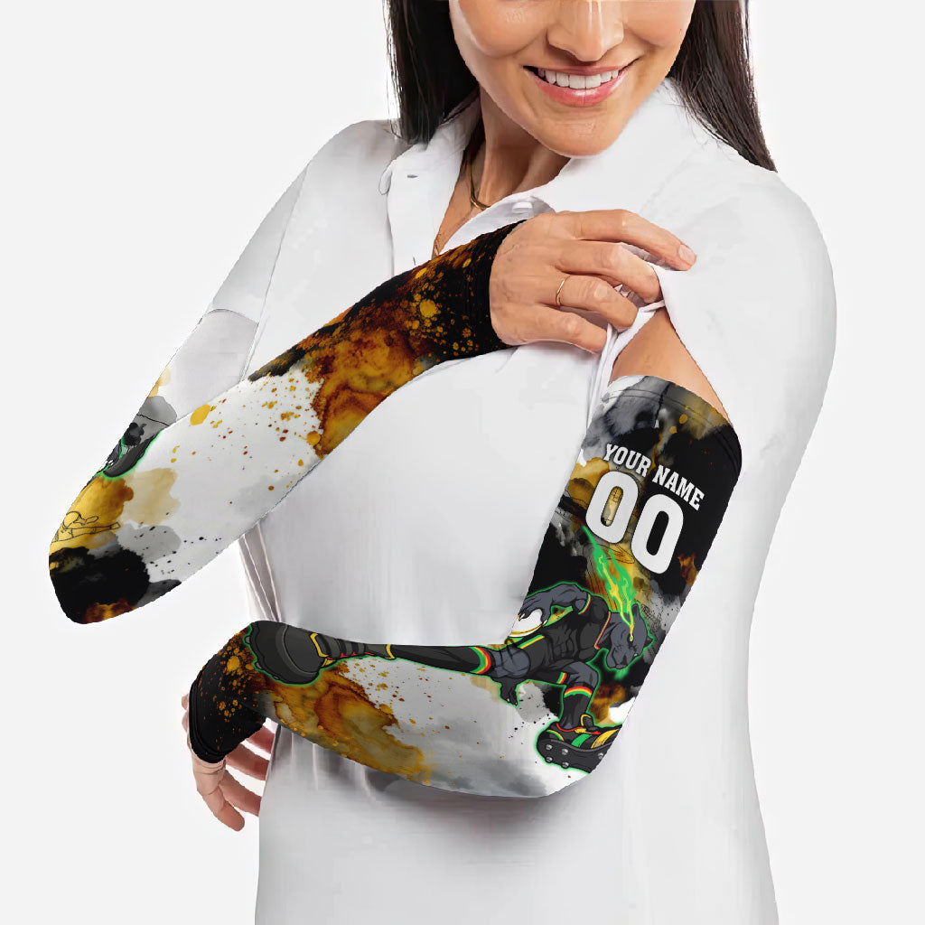 Personalised Penrith Panthers 1967-2026 Arm Sleeves Panther Mascot 60th Anniversary - Watercolor Splash Art