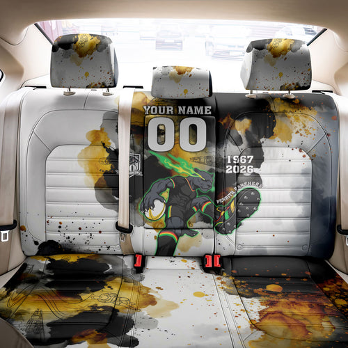 Personalised Penrith Panthers 1967-2026 Back Car Seat Cover Panther Mascot 60th Anniversary - Watercolor Splash Art