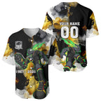 Personalised Penrith Panthers 1967-2026 Baseball Jersey Panther Mascot 60th Anniversary - Watercolor Splash Art