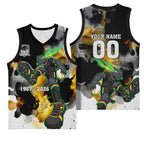Personalised Penrith Panthers 1967-2026 Basketball Jersey Panther Mascot 60th Anniversary - Watercolor Splash Art