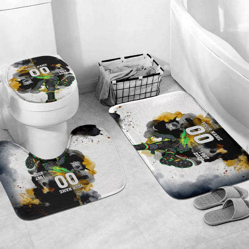 Personalised Penrith Panthers 1967-2026 Bathroom Set Panther Mascot 60th Anniversary - Watercolor Splash Art