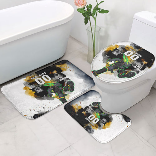 Personalised Penrith Panthers 1967-2026 Bathroom Set Panther Mascot 60th Anniversary - Watercolor Splash Art