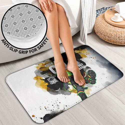 Personalised Penrith Panthers 1967-2026 Bathroom Set Panther Mascot 60th Anniversary - Watercolor Splash Art