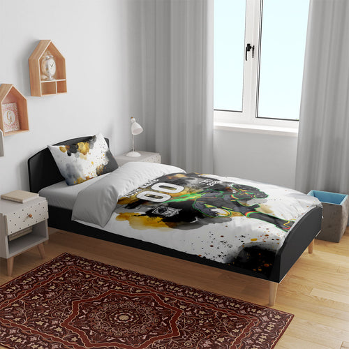 Personalised Penrith Panthers 1967-2026 Bedding Set Panther Mascot 60th Anniversary - Watercolor Splash Art