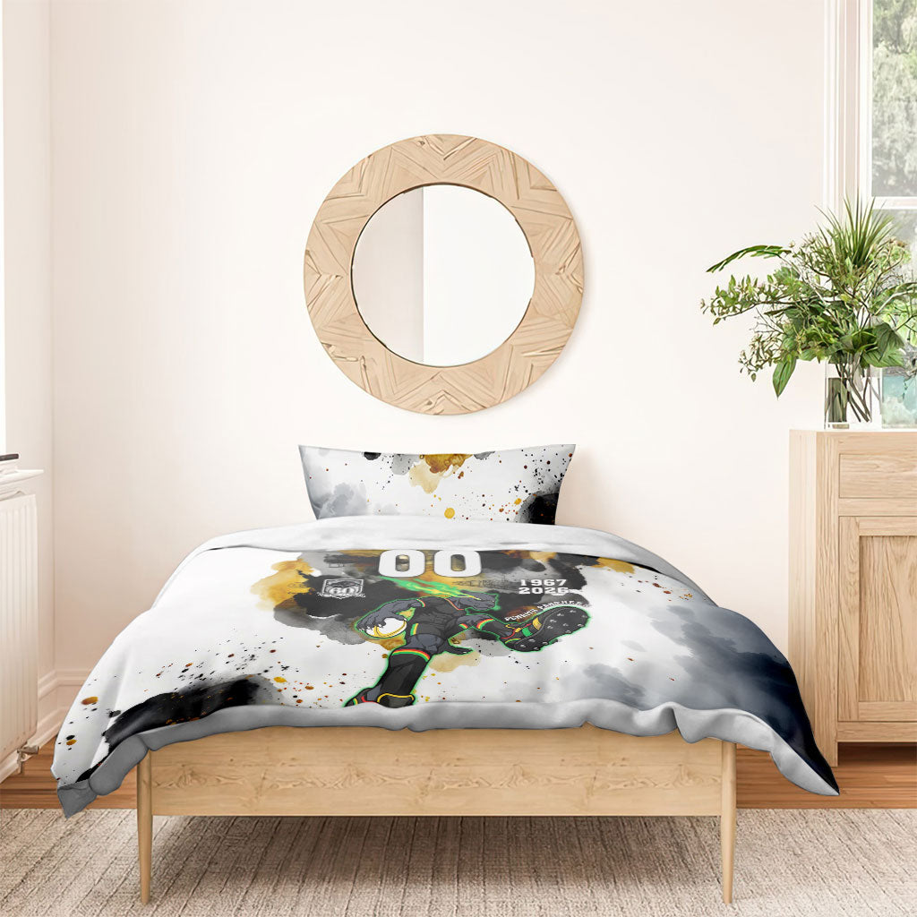 Personalised Penrith Panthers 1967-2026 Bedding Set Panther Mascot 60th Anniversary - Watercolor Splash Art
