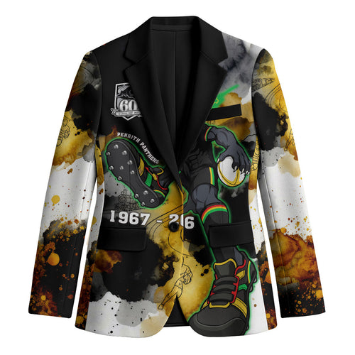 Personalised Penrith Panthers 1967-2026 Blazer Panther Mascot 60th Anniversary - Watercolor Splash Art