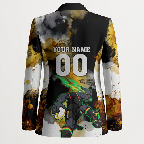 Personalised Penrith Panthers 1967-2026 Blazer Panther Mascot 60th Anniversary - Watercolor Splash Art