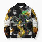 Personalised Penrith Panthers 1967-2026 Bomber Puffer Jacket Panther Mascot 60th Anniversary - Watercolor Splash Art