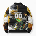Personalised Penrith Panthers 1967-2026 Bomber Puffer Jacket Panther Mascot 60th Anniversary - Watercolor Splash Art