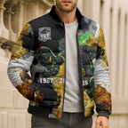 Personalised Penrith Panthers 1967-2026 Bomber Puffer Jacket Panther Mascot 60th Anniversary - Watercolor Splash Art