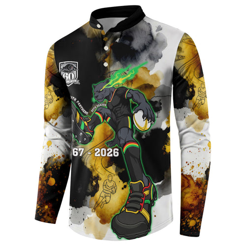 Personalised Penrith Panthers 1967-2026 Button Sweatshirt Panther Mascot 60th Anniversary - Watercolor Splash Art