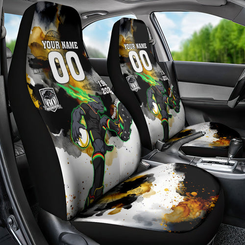 Personalised Penrith Panthers 1967-2026 Car Seat Cover Panther Mascot 60th Anniversary - Watercolor Splash Art