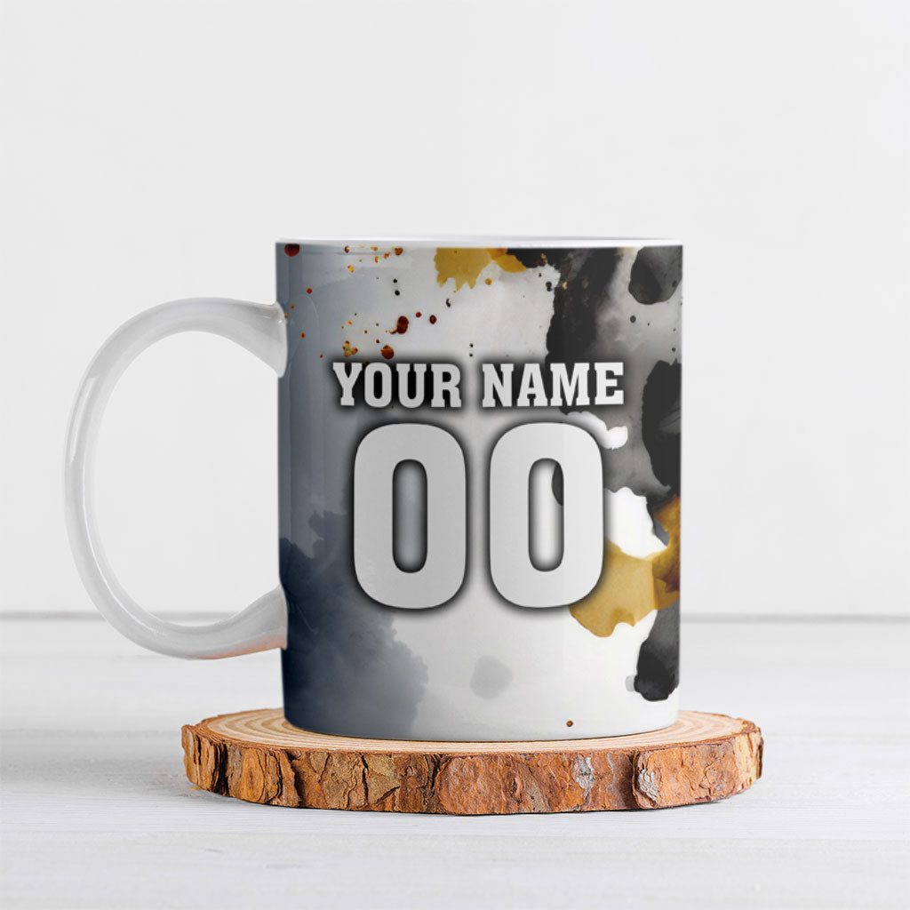 Personalised Penrith Panthers 1967-2026 Ceramic Mug Panther Mascot 60th Anniversary - Watercolor Splash Art