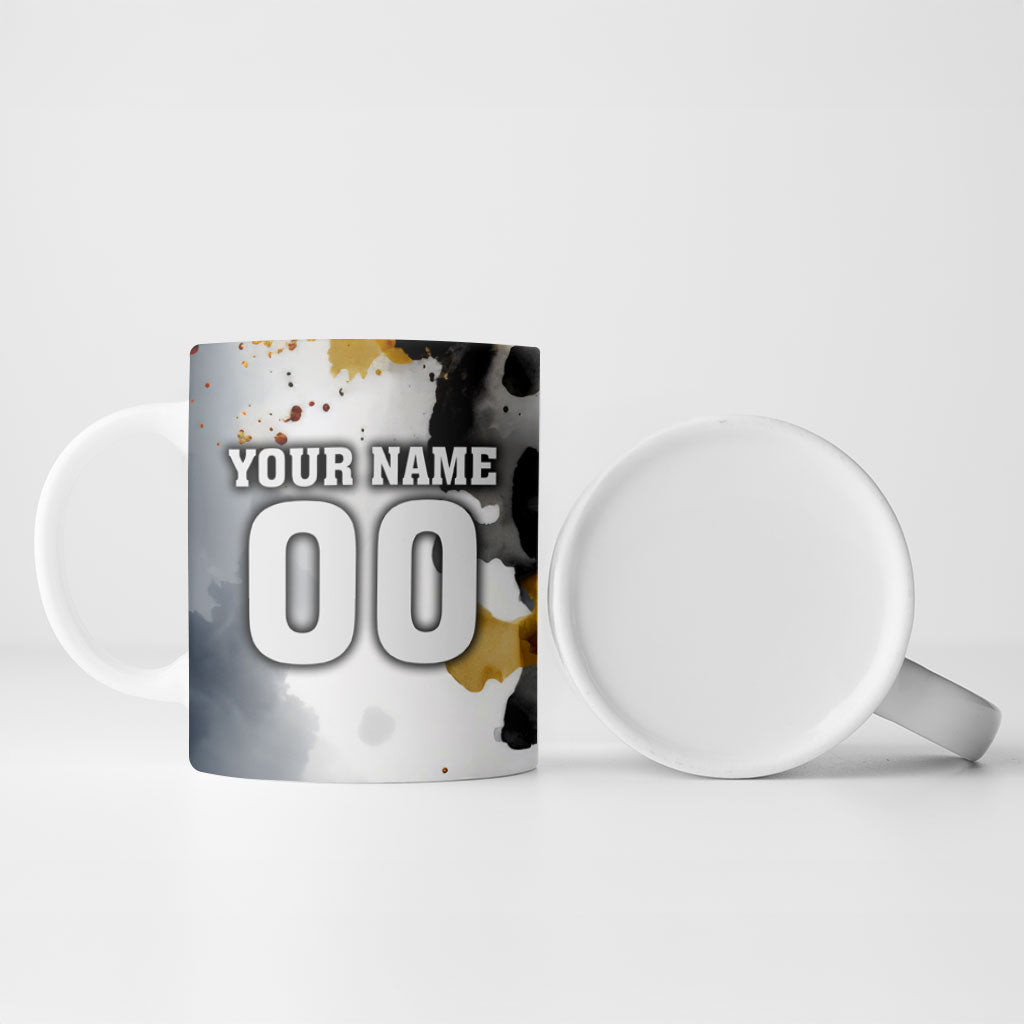 Personalised Penrith Panthers 1967-2026 Ceramic Mug Panther Mascot 60th Anniversary - Watercolor Splash Art