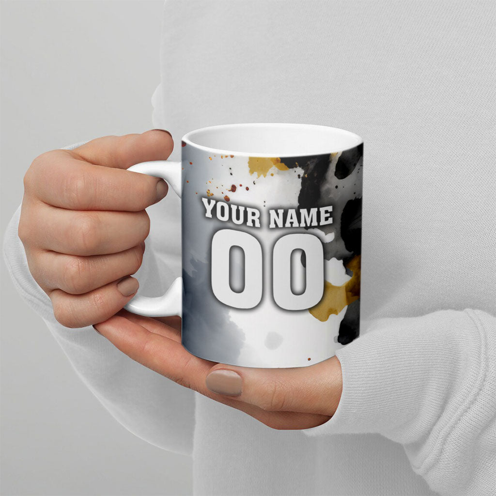 Personalised Penrith Panthers 1967-2026 Ceramic Mug Panther Mascot 60th Anniversary - Watercolor Splash Art