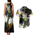 Personalised Penrith Panthers 1967-2026 Couples Matching Tank Maxi Dress and Hawaiian Shirt Panther Mascot 60th Anniversary - Watercolor Splash Art