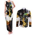 Personalised Penrith Panthers 1967-2026 Couples Matching Tank Maxi Dress and Long Sleeve Button Shirt Panther Mascot 60th Anniversary - Watercolor Splash Art