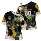 Personalised Penrith Panthers 1967-2026 Cross Shoulder Shirt Panther Mascot 60th Anniversary - Watercolor Splash Art