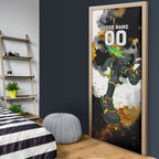 Personalised Penrith Panthers 1967-2026 Door Cover Panther Mascot 60th Anniversary - Watercolor Splash Art