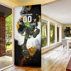 Personalised Penrith Panthers 1967-2026 Door Cover Panther Mascot 60th Anniversary - Watercolor Splash Art