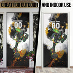 Personalised Penrith Panthers 1967-2026 Door Cover Panther Mascot 60th Anniversary - Watercolor Splash Art