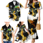 Personalised Penrith Panthers 1967-2026 Family Matching Mermaid Dress and Hawaiian Shirt Panther Mascot 60th Anniversary - Watercolor Splash Art