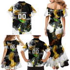 Personalised Penrith Panthers 1967-2026 Family Matching Mermaid Dress and Hawaiian Shirt Panther Mascot 60th Anniversary - Watercolor Splash Art
