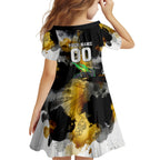 Personalised Penrith Panthers 1967-2026 Family Matching Off Shoulder Maxi Dress and Hawaiian Shirt Panther Mascot 60th Anniversary - Watercolor Splash Art