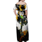 Personalised Penrith Panthers 1967-2026 Family Matching Off Shoulder Maxi Dress and Hawaiian Shirt Panther Mascot 60th Anniversary - Watercolor Splash Art