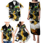 Personalised Penrith Panthers 1967-2026 Family Matching Puletasi and Hawaiian Shirt Panther Mascot 60th Anniversary - Watercolor Splash Art
